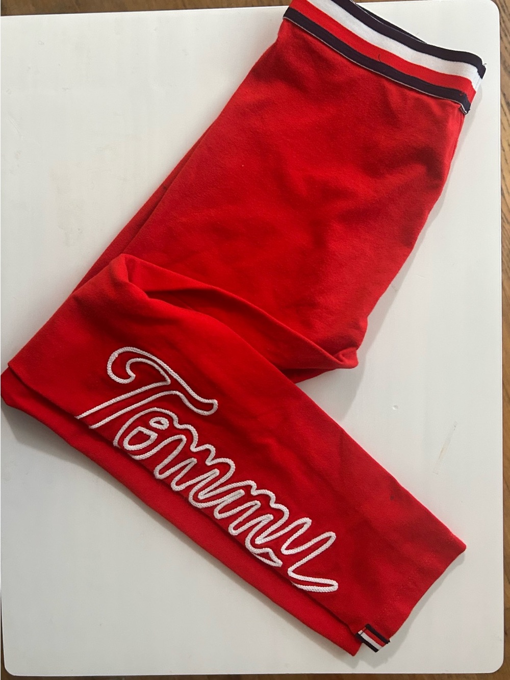 Tommy Hilfiger Red Sweatpants with Script Tommy Embroidery